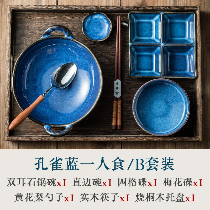 Elegant One-Person Dining Set, Japanese-Inspired Ritual Plate, Perfect Breakfast Tray for Airbnb or Stylish Mornings